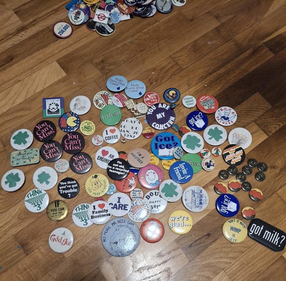 Vintage Button Pin Collection Random Assorted Pin… - image 3
