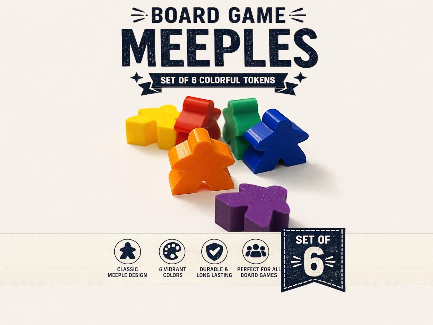 Colorful Board Game Meeples Set – 3D Printed Player Tokens (set of 6 ...