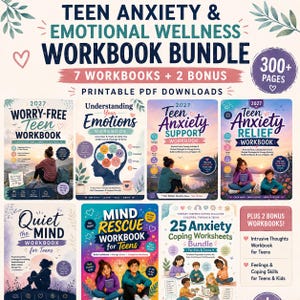 Teen Anxiety Workbook Bundle | Emotional Regulation & Coping Skills | Anxiety Relief Worksheets | Teen Mental Health Mindfulness