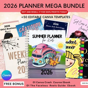 2026 Planner Mega Bundle: +50 Editable Canva Templates (PLR & MRR)