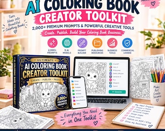 AI Coloring Book Creator Toolkit | 2,000+ Prompts | AI Art, Line Art & Image Prompts | KDP Coloring Books, Printables -Self-Publishing