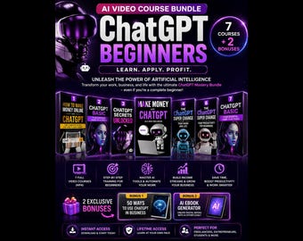 AI Video Course Bundle: ChatGPT Beginner Training, 7 Courses