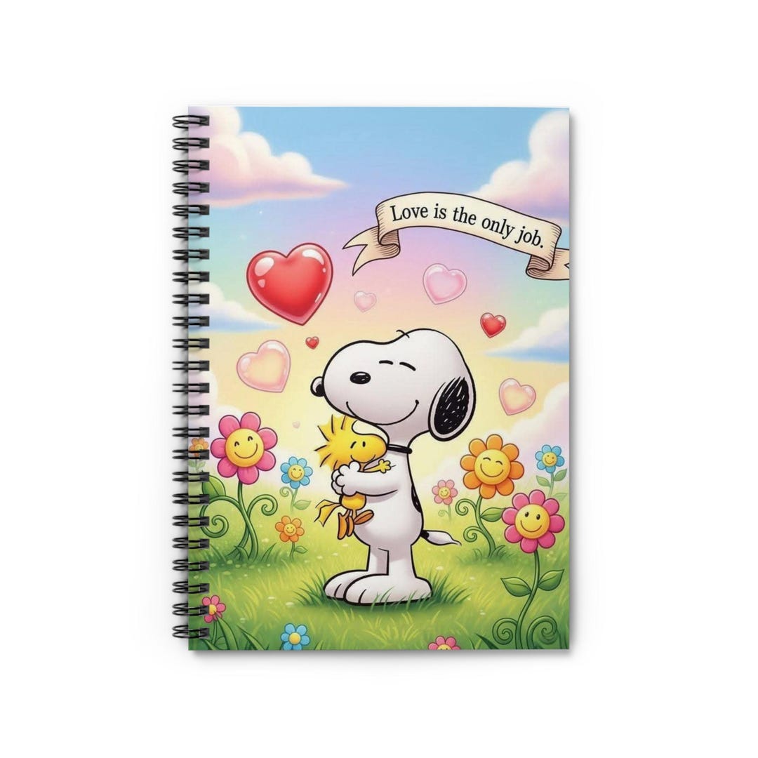Snoopy Hugging Woodstock Notebook | Spiral Ruled Journal, Love is the ...