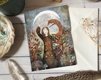 Winter goddess, greeting card, blank card