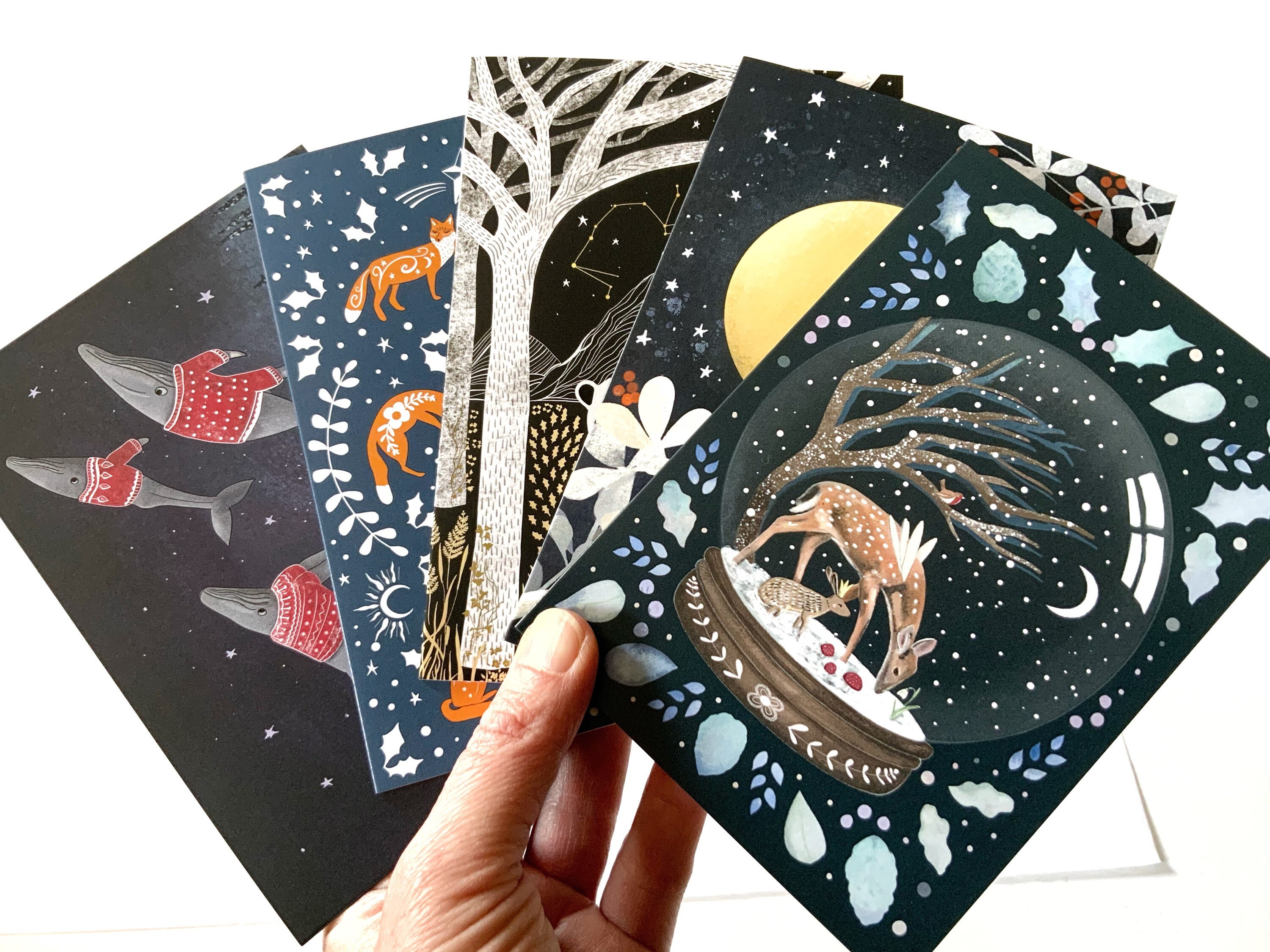 Yule cards, Christmas cards, card set, holiday cards, winter greeting…