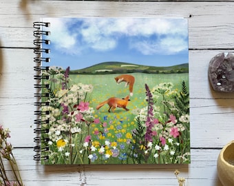 Playful foxes, plain journal, fox sketchbook