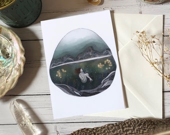 Wild swimming, greeting card, ocean lover