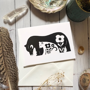 Maman ours, carte de voeux, carte ours, art populaire,
