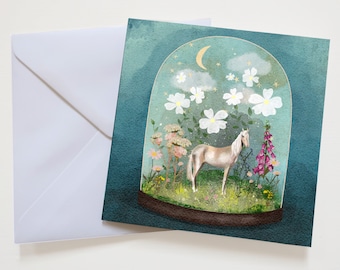 Unicorn greeting card, thinking of you card, card for friend