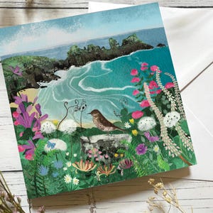 Grive musicienne, carte vierge, campagne
