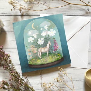 Unicorn Greeting Card: Magical Bell Jar Design