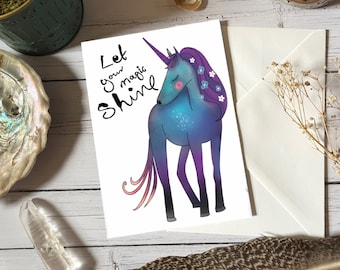 Unicorn card, encouragement card, congratulations card