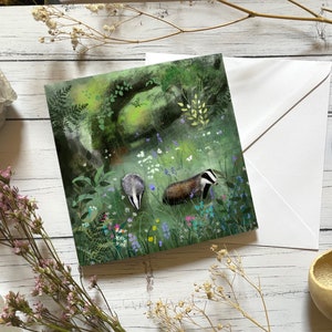 Badger greeting card, badger illustration