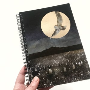 Owl notebook, owl journal, stone circle image 3