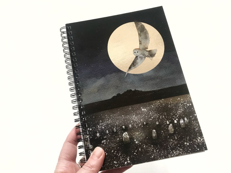 Owl notebook, owl journal, stone circle image 3