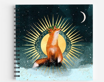 Fox notebook, plain notebook, square, journal, whimsical gift