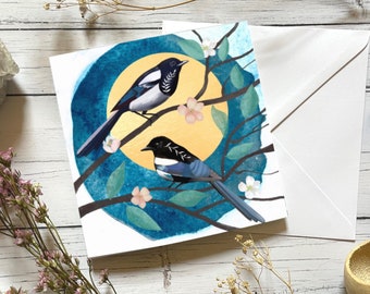 Magpies greeting card, blank card, bird lover