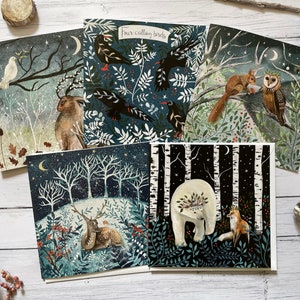 yule card pack, winter cards, animal greeting cards