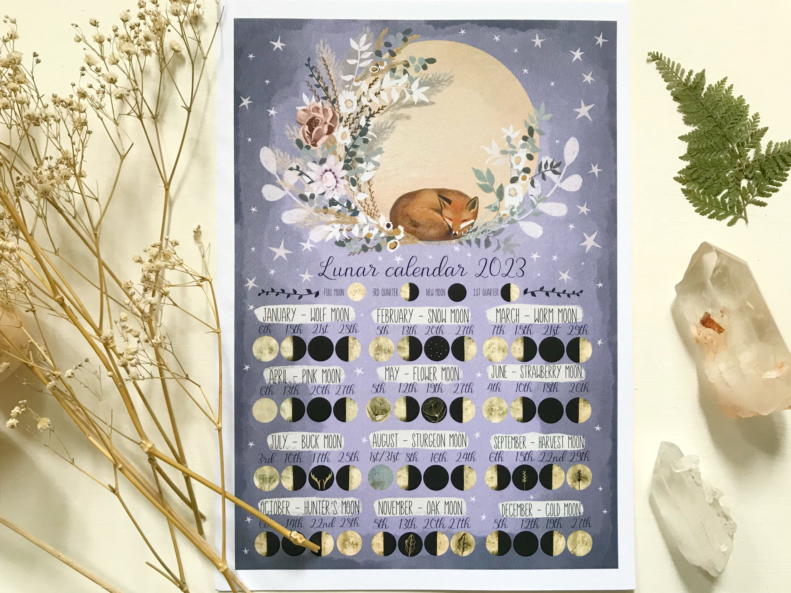 PREORDER Lunar Calendar 2023 Moon Calendar Moon Phases - Etsy UK