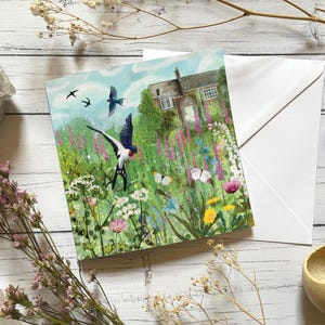 Swallow greeting card, blank card, bird lover