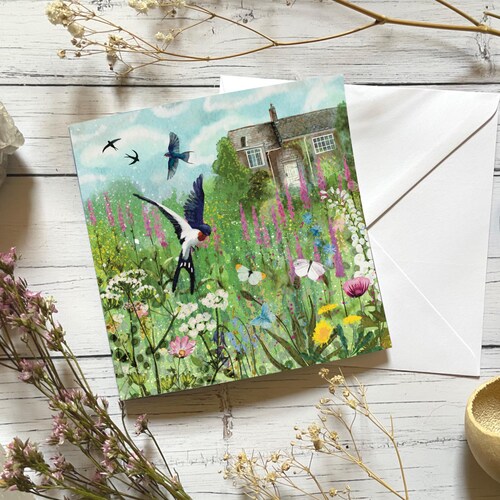 Swallow greeting card, blank card, bird lover