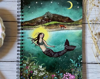 Mermaid notebook, lined journal, a5