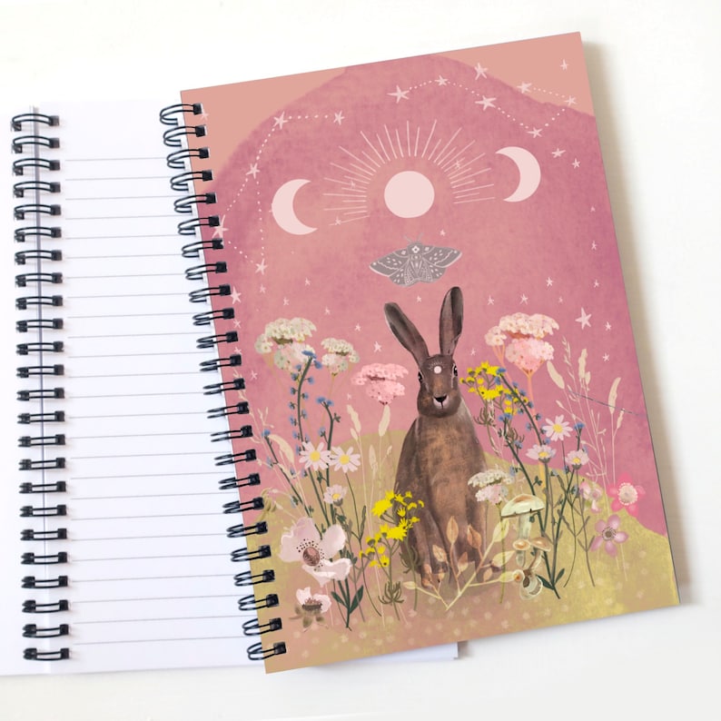 Hare notebook, nature journal, A5 lined notebook, stationery gift image 2