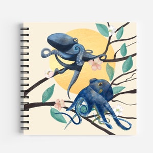 Octopus notebook, plain notebook, octopus gift