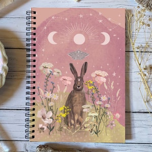 Hare notebook, nature journal, A5 lined notebook, stationery gift image 1