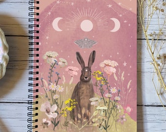 Hare notebook, nature journal, A5 lined notebook, stationery gift