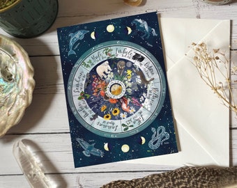 wheel of the year greeting card, pagan card, nature