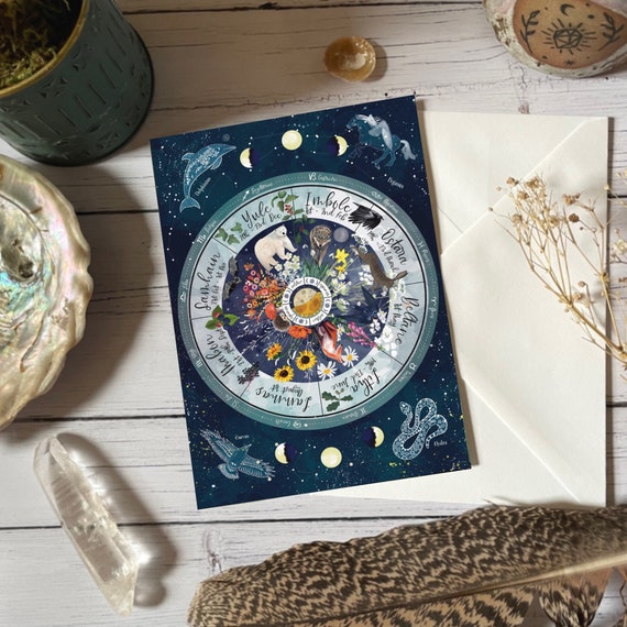 wheel of the year greeting card, pagan card, nature