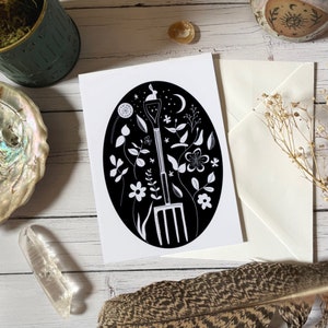 Carte pour jardinier, amoureux de la lune, illustration fantaisiste