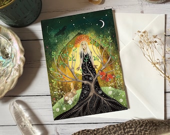 Earth goddess, greeting card, blank card