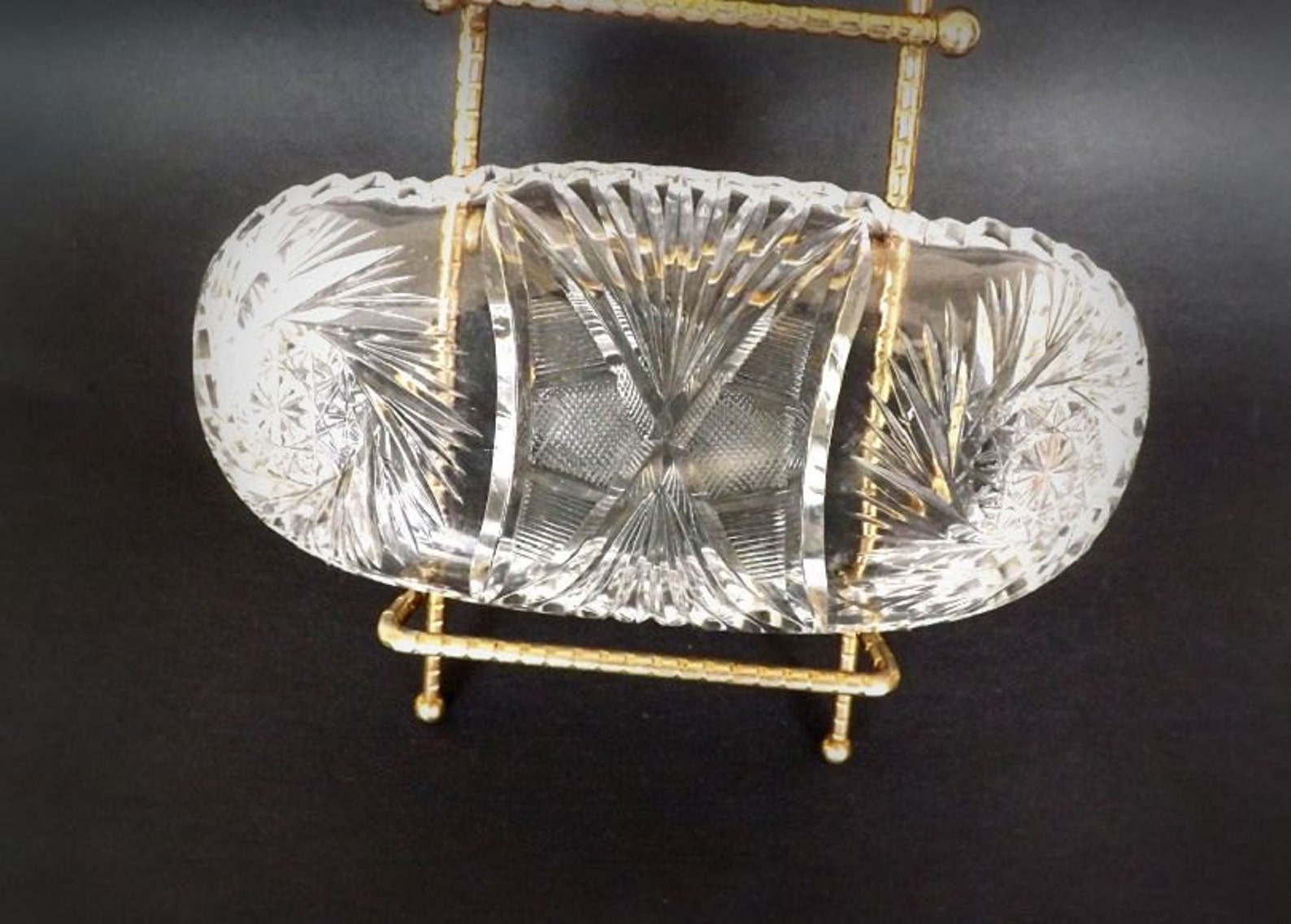 Cut Crystal Condiment Dish Vintage Glass Relish Dish Crystal Etsy
