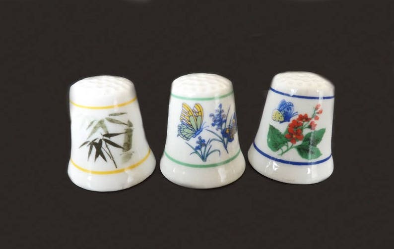 Vintage Porcelain Thimble Collection Collectible Thimbles Etsy