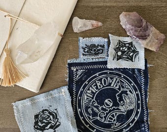 Parches para coser en linóleo impresos a mano - The Arcane Collection