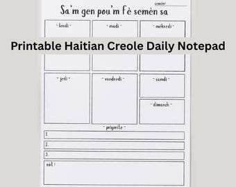 Planner settimanale in creolo haitiano / PDF digitale / Organizza la tua settimana / Note e priorità