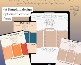 ADHD Brain Dump Template | Printable Decluttering Organizer (PDF + PNG)