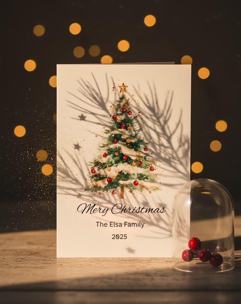 Christmas Tree Card Template | Editable Holiday Card (digital Download ...