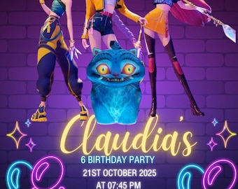 Kpop Geburtstagseinladung | Anime Party, Lila Theme (Digitaler Download)
