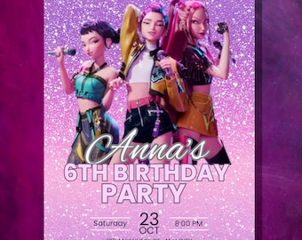 K-Pop Geburtstagseinladung, bearbeitbare Party einladen (digitaler Download)