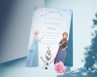 Bearbeitbare Gefrorene Geburtstagseinladung | Elsa Party (Canva Vorlage, PDF)