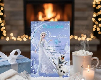 Frozen Birthday Invitation & Thank You Tag | Winter Wonderland (Digital Download)