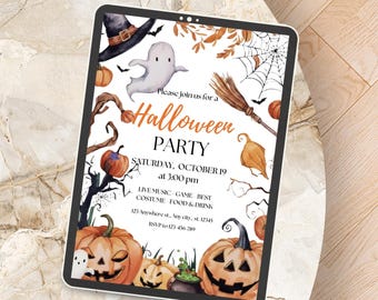 Gruselige Kürbis-Halloween-Party Einladung | Bearbeitbare Canva-Vorlage (Digitaler Download)
