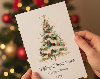 Weihnachtsbaum Kartenvorlage | Bearbeitbare Weihnachtskarte (Digitaler Download)