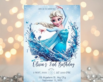 Elsa Frozen Birthday Invitation | Winter Wonderland Party (Digital Download)