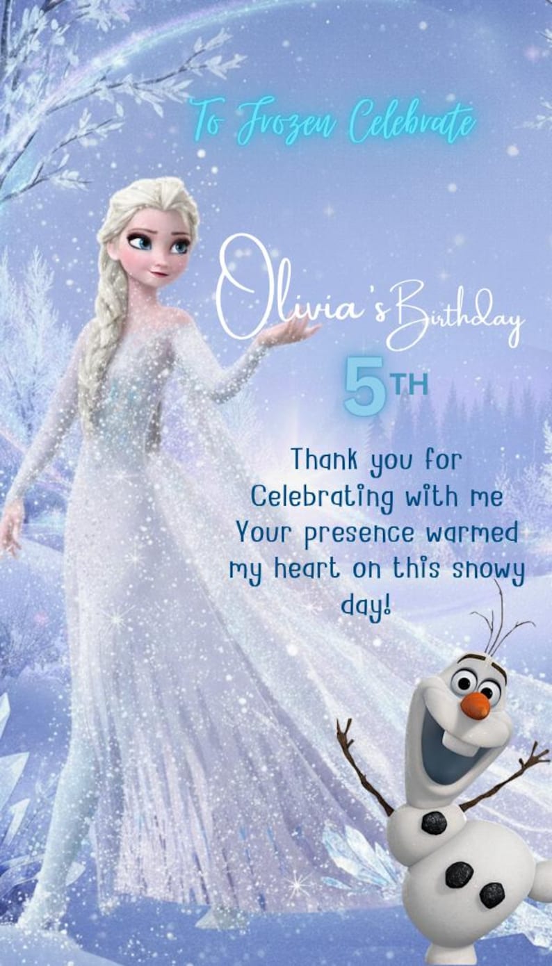 Frozen Birthday Invitation & Thank You Tag | Winter Wonderland (digital ...