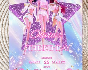 Kpop Birthday Invitation | Anime Party, Kids Card (Digital Download)