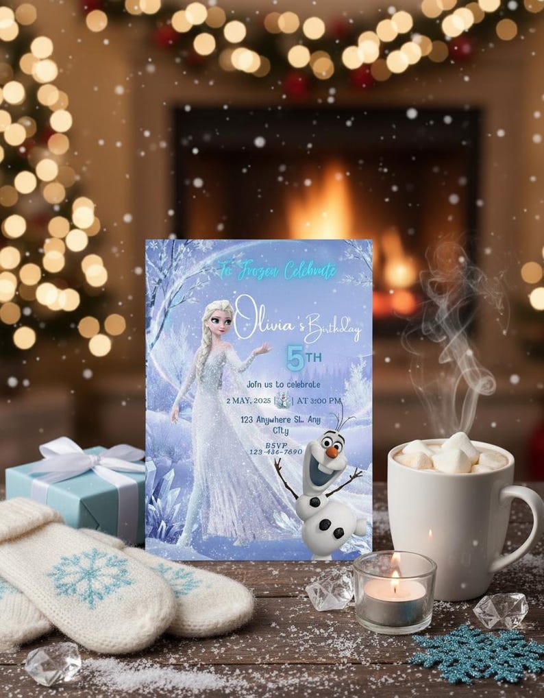 Frozen Birthday Invitation & Thank You Tag | Winter Wonderland (digital ...